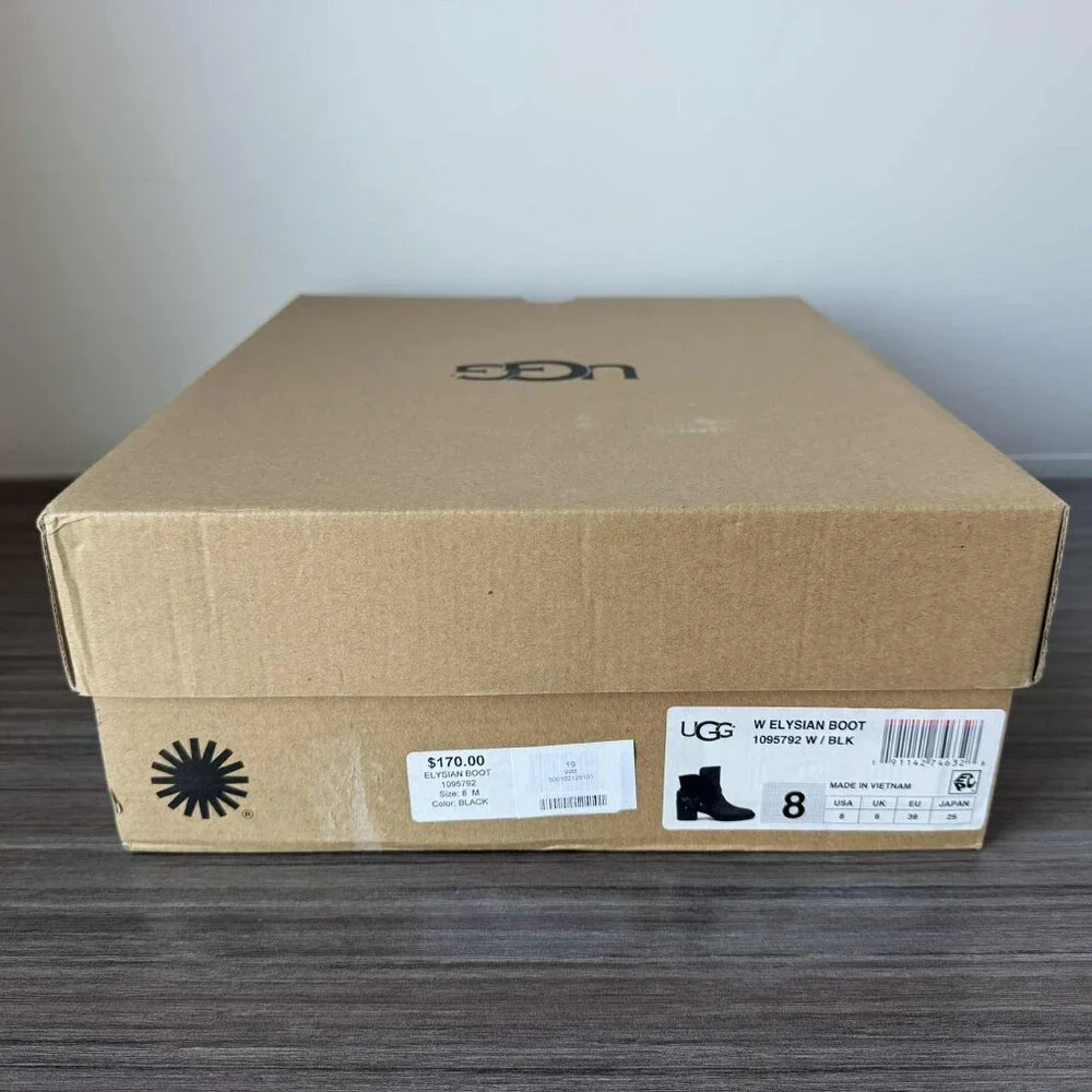 UGG Women's Elysian Zip Up Ankle Boots Bootie $170 in Black 1095792